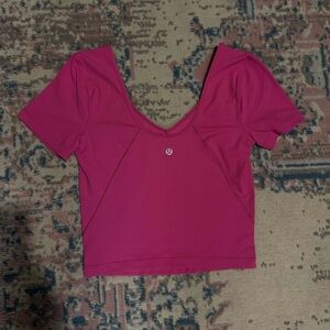Lululemon Athletic Women's Align Short Sleeve Scoop Crop Top - Pink